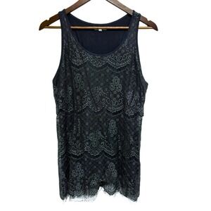 Maurices Tank Top Womens M Gray Sleeveless Lace Overlay Y2K Racerback Trendy